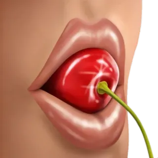 🍒 labios, cereza, fruta, boca, rojo, comida telegram sticker