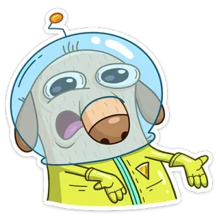 ⁉️ astronauta, perro, dibujos animados, espacio, lindo, animal, divertido whatsapp sticker