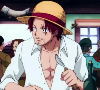 🍽 Shanks One Piece Anime, One Piece, Shanks, Piraci, Słomkowy Kapelusz, Postać telegram sticker