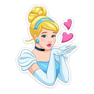 😘 Cinderella disney, princesa, cenicienta, dibujos animados, corazones, amor whatsapp sticker