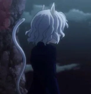 😓 Neferpitou Hunter x Hunter animé, chat, cheveux blancs, personnage whatsapp sticker