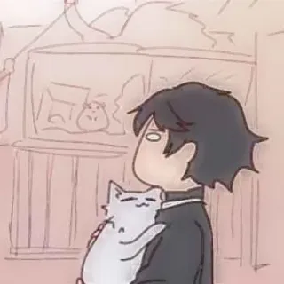 🐾 anime, kat, huisdier, jongen, tekening, illustratie, cartoon whatsapp sticker
