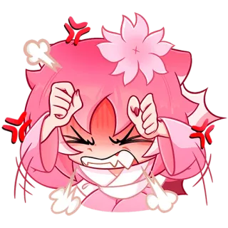 😤 angry, anime, cartoon, illustration, pink, cute telegram sticker