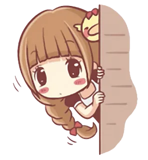 👋 Cartoon, Mädchen, Süß, Gucken, Kawaii, Chibi, Anime, Niedlich telegram sticker