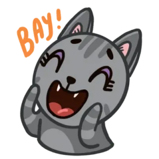 🤩 BAW!! gato, animal, desenho animado, adesivo, feliz, fofo, kawaii, risada telegram sticker