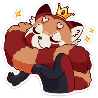 🤴 레서판다, 왕관, 귀여운, 동물, 만화, 스티커 telegram sticker