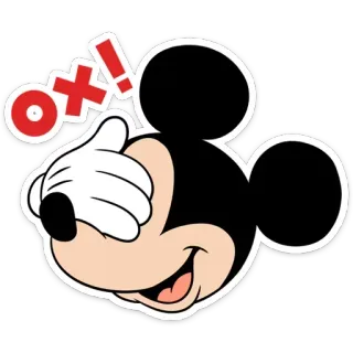 🙈 Mickey Mouse OK! การ์ตูน, หนู, ท่าทางมือ, โอเค, ดิสนีย์ telegram sticker