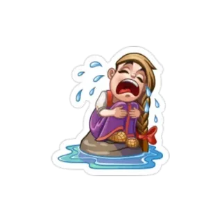 😭 울음, 슬픈, 감정적인, 만화, 스티커, 여자 telegram sticker