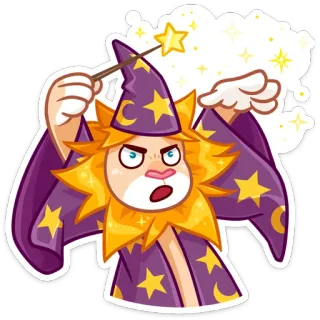 💫 巫师, 魔法, 星星, 魔杖, 卡通, 魔术师, 幻想, 长袍 telegram sticker