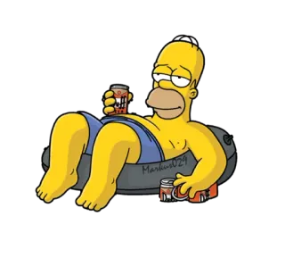 😊 Homer Simpson The Simpsons cartoon, relaxing, beer, animation, float whatsapp sticker