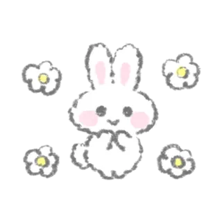 🥰 กระต่าย, น่ารัก, ดอกไม้, สัตว์, คาวาอิ, บันนี่ telegram sticker