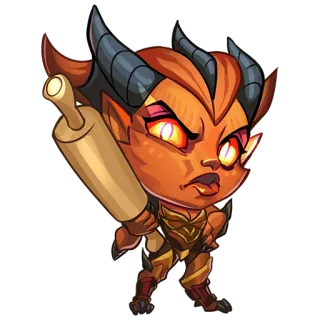 😡 Dämon, Chibi, Nudelholz, Cartoon, Fantasy, Teufel, Wütend telegram sticker