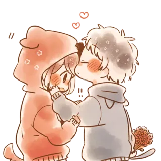 😘 carino, amore, coppia, kawaii, cuori, anime telegram sticker