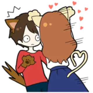 🙀 Anime, Orelhas de gato, Corações, Romance, Desenho animado, Kawaii, Casal whatsapp sticker