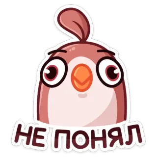 🤔 НЕ ПОНЯЛ bird, sticker, cartoon, confused, cute telegram sticker