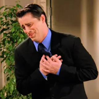 🤝 Joey Tribbiani Friends serie tv, attore, emozioni, triste, abito telegram sticker