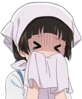 🐻 anime, crying, sad, girl, towel, character telegram sticker