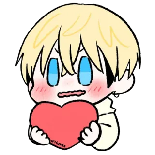 ❤️ @Hawks Anime, Chibi, Dễ thương, Trái tim, Hoạt hình telegram sticker