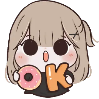🥺 OK donut, okej, ok, kawaii, słodki, dziewczyna, zgoda telegram sticker