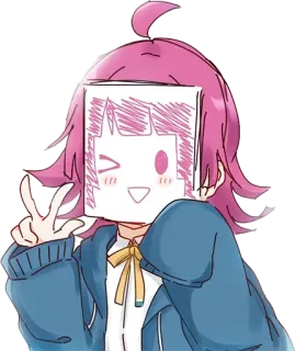✌️ 动漫, 卡通, 女孩, 可爱, 绘画, 和平手势, 微笑 telegram sticker