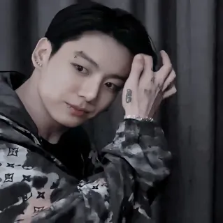 🌑 Jungkook K-pop, cantante, ídolo, Jungkook, BTS, tatuaje, piercing, masculino telegram sticker