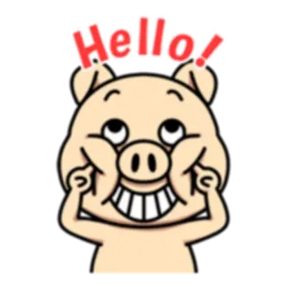 👋 Hello! schwein, cartoon, gruß, hallo, freundlich telegram sticker