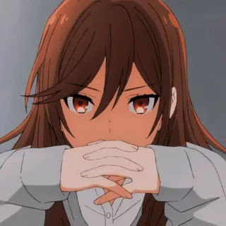 🧐 anime, chica, pelo castaño, ojos rojos, personaje, linda telegram sticker