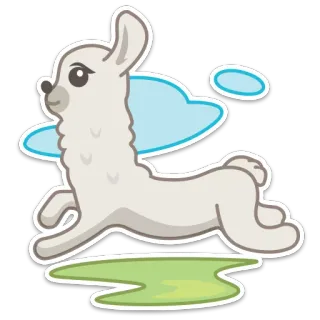 👍 lạc đà không bướu, dễ thương, động vật, nhãn dán, chạy, mây, vui tươi telegram sticker