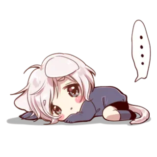 🙁 Anime, Chibi, Niedlich, Liegend, Erschöpft, Kawaii telegram sticker