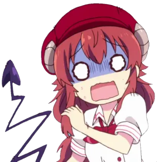 😨 Anime, Personaggio, Demone, Corna, Scioccato, Spaventato telegram sticker