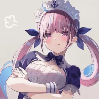 🔮 Minato Aqua Anime, Gadis, Imut, Maid, Minato Aqua, VTuber, Seni digital telegram sticker
