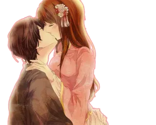 😘 beijo, romance, anime, amor, casal, afeição, mangá telegram sticker