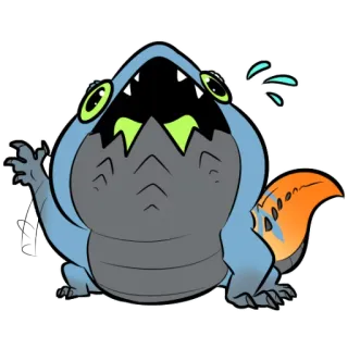 💦 cartoon, creature, monster, blue, orange, animal, sticker whatsapp sticker