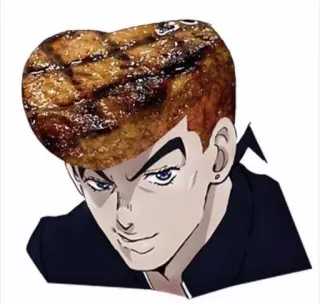 🥩 Josuke Higashikata JoJo's Bizarre Adventure Anime, Personaggio, Carne, Cibo, Umorismo, Parodia, Capelli whatsapp sticker