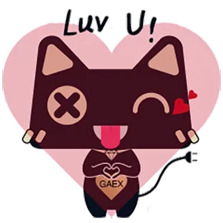 😍 Luv U! cat, love, heart, cute, cartoon telegram sticker