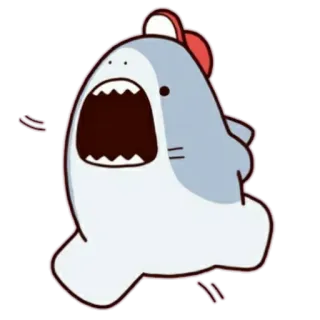 🙃 サメ, 漫画, 動物, 走る, 可愛い, 魚, キャラクター telegram sticker