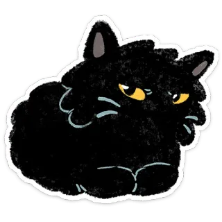 😒 mèo, mèo đen, động vật, thú cưng, nhãn dán whatsapp sticker