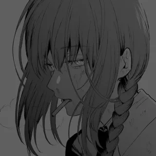 😐 cigarrillo, fumar, monocromo, estilo anime telegram sticker