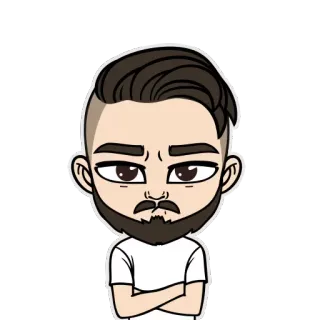 😒 hoạt hình, Bitmoji, hình đại diện, người đàn ông, nhân vật, râu, chân dung telegram sticker