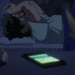 😒 Izuku Midoriya My Hero Academia Anime, Garçon, Cheveux verts, Sommeil, Manga whatsapp sticker