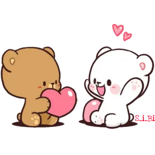 😍 orso, amore, cuore, carino, coppia, cartone animato telegram sticker