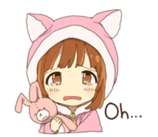 ☹ Oh... Anime, Traurig, Mädchen, Weinend, Niedlich, Hase telegram sticker