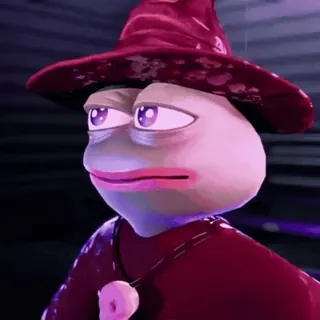 ☹️ Pepe the Frog カエル, 魔法使い, 紫, 帽子, ミーム telegram sticker