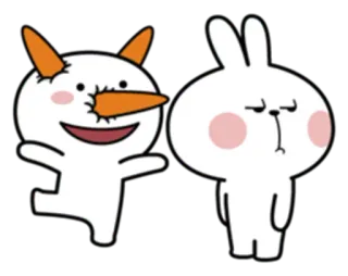 😜 konijn, sneeuwpop, cartoon, schattig, personage telegram sticker