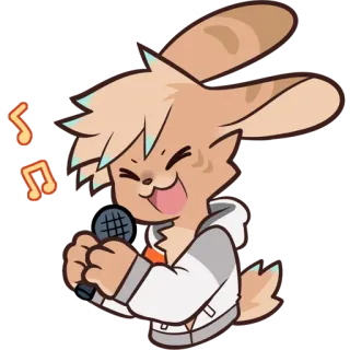 🎤 kelinci, kartun, mikrofon, musik, bernyanyi, imut, stiker telegram sticker