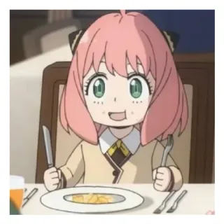 😄 Anya Forger Spy x Family Anime, Personaje, Comida, Comiendo, Lindo, Dibujos animados, Spy x Family whatsapp sticker