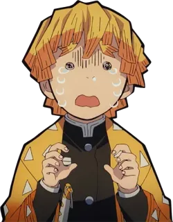 😭 Zenitsu Agatsuma Demon Slayer Anime, Demon Slayer, Zenitsu Agatsuma, Assustado, Chorando, Amarelo, Personagem telegram sticker