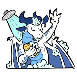 💦 龙, 淋浴, 洗澡, 肥皂, 卡通, 幻想 telegram sticker