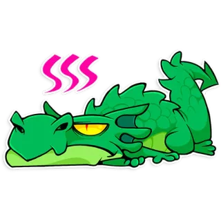 😞 SSSS dragão, verde, cobra, desenho animado, animal, réptil telegram sticker