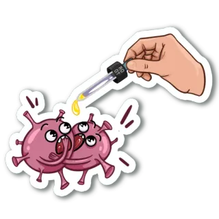 🦠 cartoon, virus, medicine, dropper, treatment, health telegram sticker